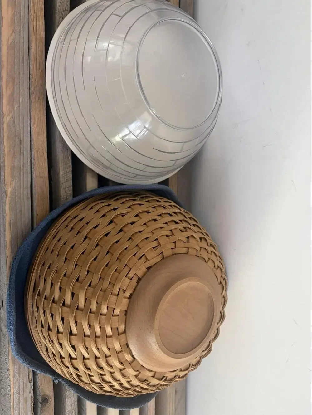 Longaberger 2003 Serve Around Basket Denim Liner, Lid and Protector set. EUC